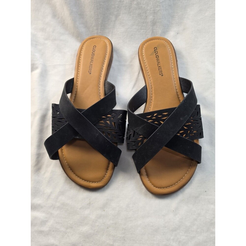 Avenue Women's Wide Fit Black Cloudwalker Judy Slip-on Slide Sandals Size 11W
